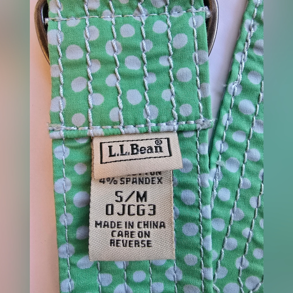 L.L. Bean Vintage Green Polka Dot Belt Fun Shabby Chic - Picture 4 of 5